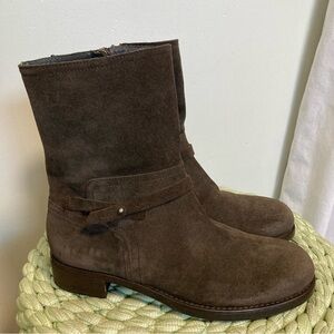 NWOB ALBERTO FERMANI Seppia Brown  Suede Mid Calf Moto Boots
